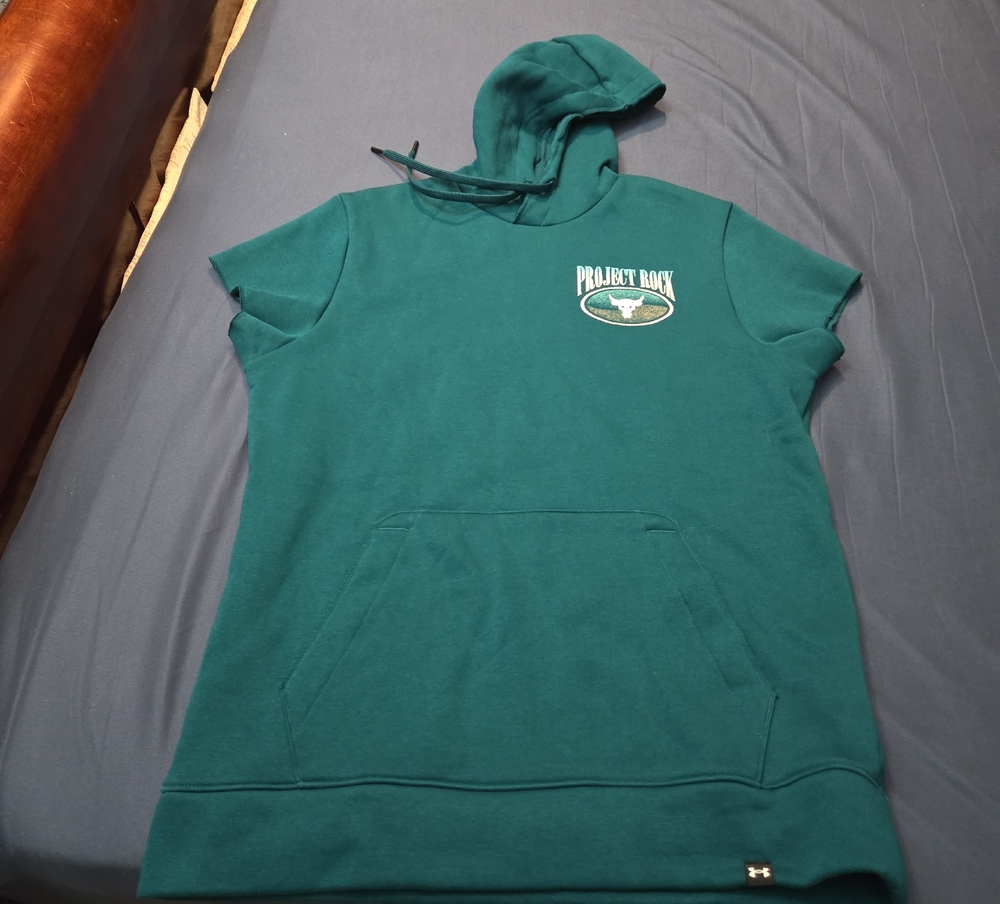 Under Armour Project Rock  Teal Short Sleeve Hoodie with Logo
